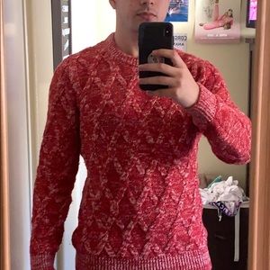 Red A&F cable knit sweater